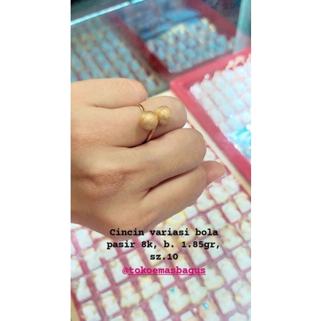 cincin emas asli variasi bola pasir k375/8k