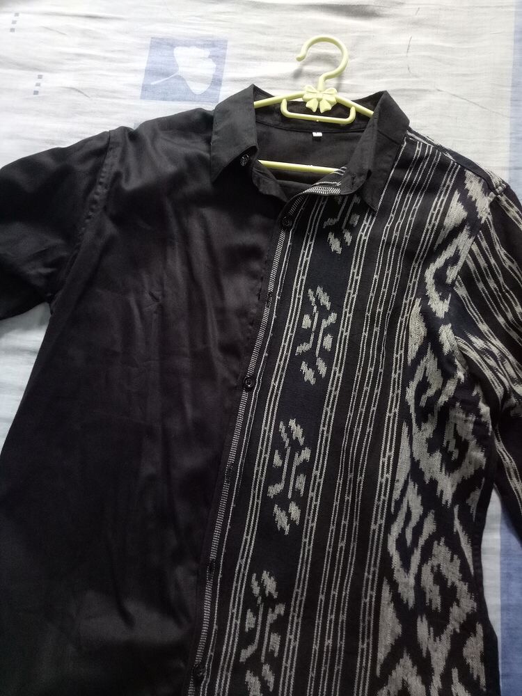 Kemeja Tenun Wtp 22 Hitam Baju Atasan Pria Modern