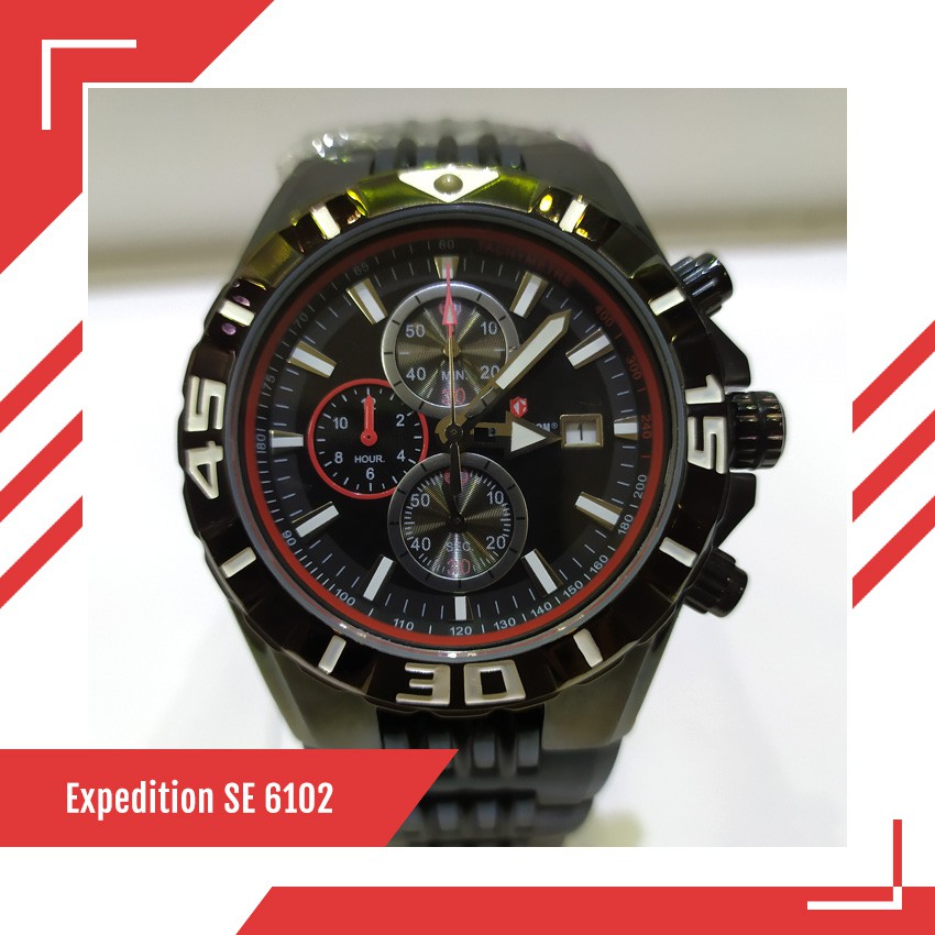 Jual Jam Tangan Pria Original Expedition E 6102 M (Warna Hitam Merah)