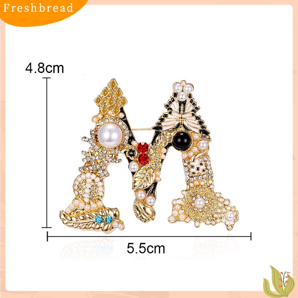 [ TERLARIS]Enamel Brooch Pin Muti-Color Fashion Letter Shape Women Rhinestone Faux Pearl Brooch Pin for Party