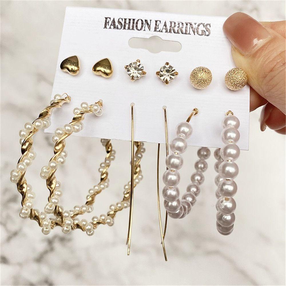 Lily Hoop Earrings Set Gadis Lingkaran Perhiasan Hadiah Geometris