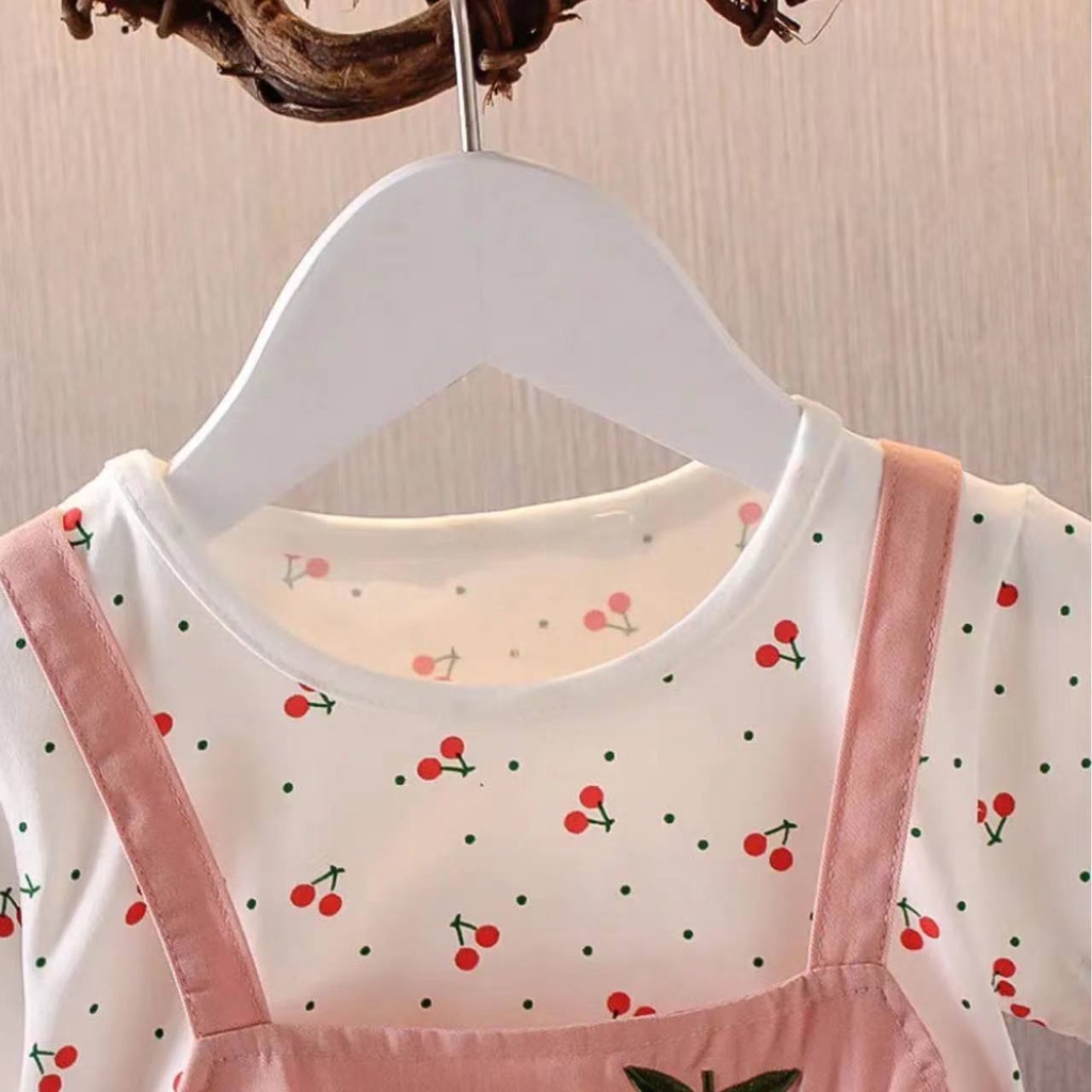 KF CAT Dres Model Jumpsuit anak perempuan motif Cherry Lucu  bahan cotton super lembut fashion high quality 100% Import-5