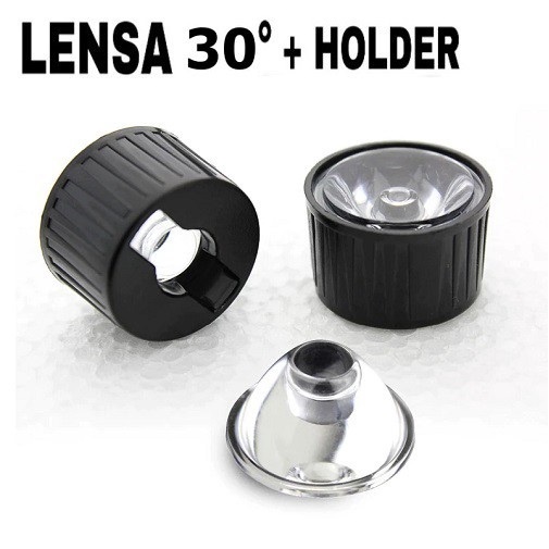 Lensa + Holder 30 Derajat Housing Bracket High Power Led 1w 3w 5w Dudukan Led PCB Star 1 Watt 3 Watt Aqkuarium