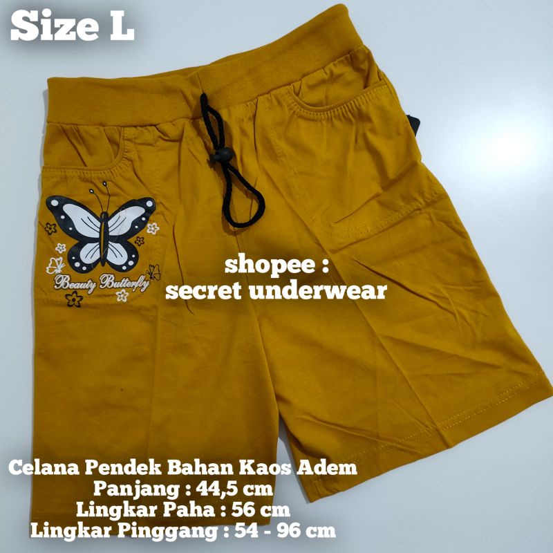 CELANA PENDEK WANITA KOLOR PAKAIAN SIZE L BAHAN KAOS ADEM SANTAI MURAH GLOSIR ECER