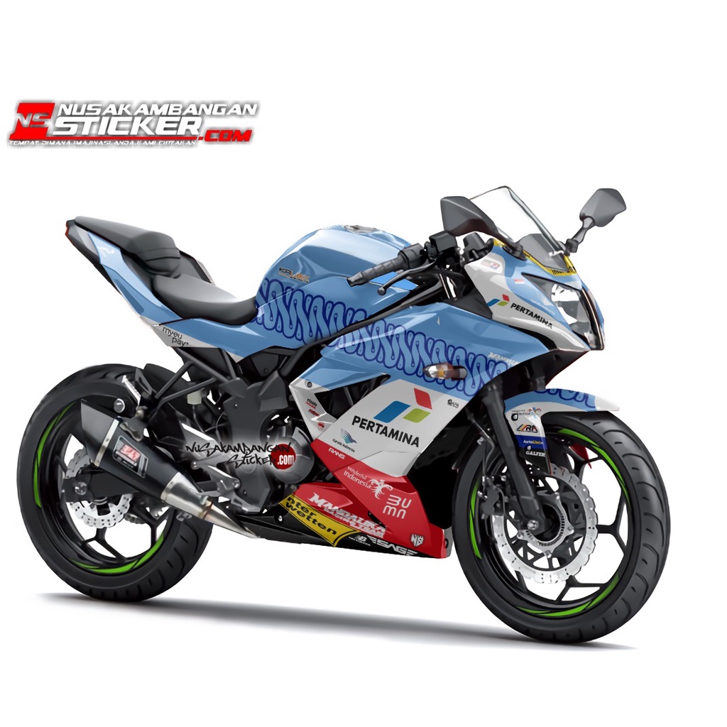 Stiker Ninja 250 Mono Mandalika Biru