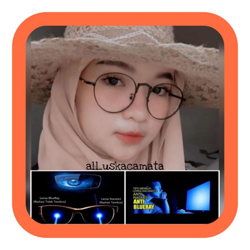 kacamata blue Ray wanita 1738, PAKET KACAMATA BLUE RAY, MINUS/PLUS/CYLINDER.