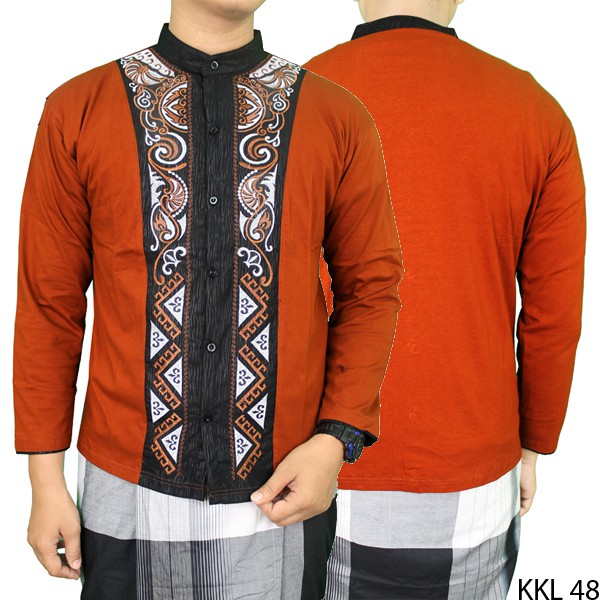 Baju Koko Katun Lengan Panjang Pria Katun Coklat Muda – KKL 48