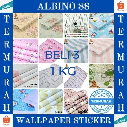 PAKET 3 ROLL !! Wallpaper Dinding Kamar Tidur Stiker Dinding 3D Wallstiker Bahan PVC ( BUY 1 GET 2 )