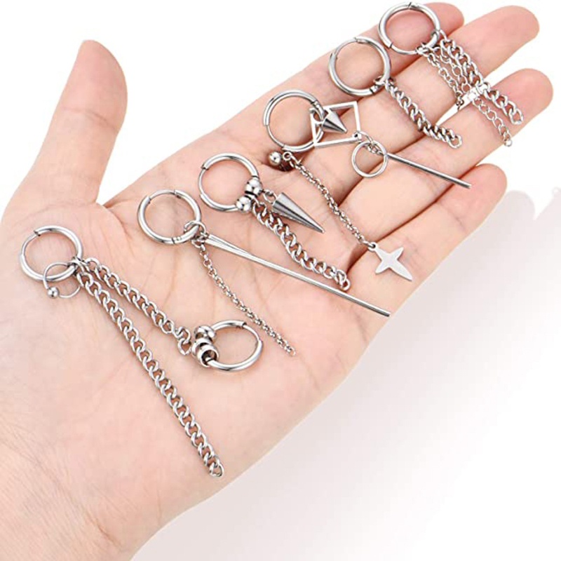 SIY  24Pcs Huggie Hoop Earring Stainless Steel Dangle Hinged Feather Drop  Earrings