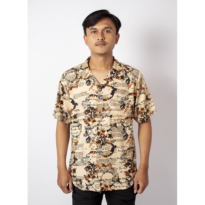 FORTGLASS HAWAI NEWS KEMEJA MOTIF PRIA BAJU PANTAI COWO BALI REGGAE COWO PENDEK SANTAI RAYON PREMIUM