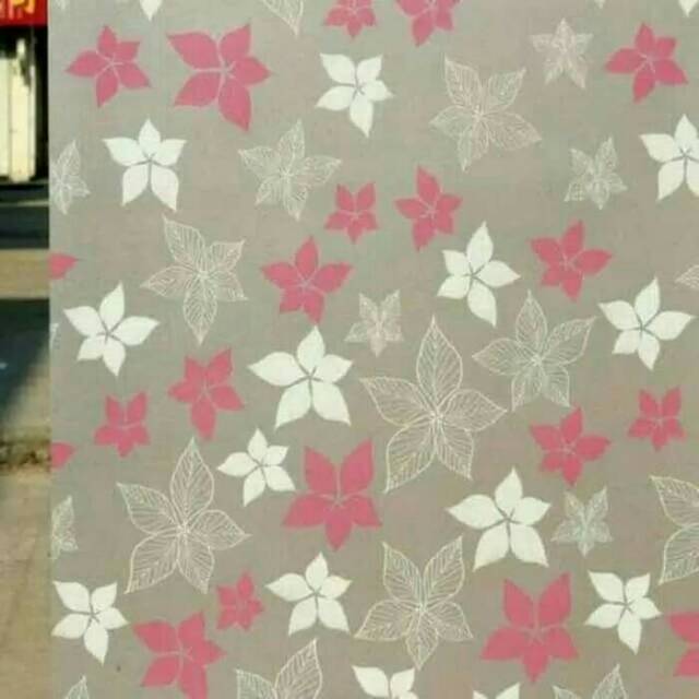 Sticker kaca sunblast motif bunga merah putih