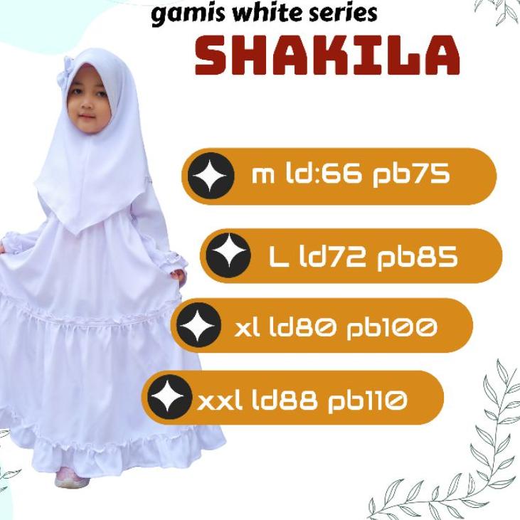 Model Baru.. baju muslim anak gamis anak perempuan putih polos white series gamis manasik anak