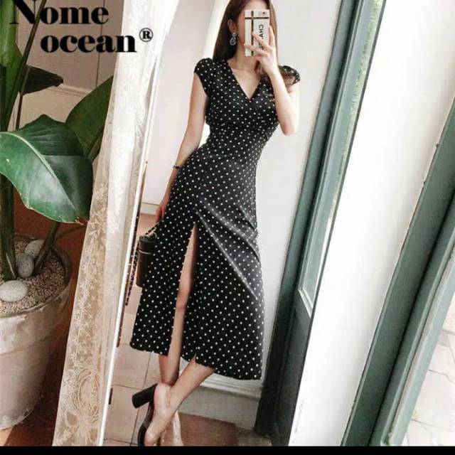 Dress Korea Wanita 843 polkadot Dress