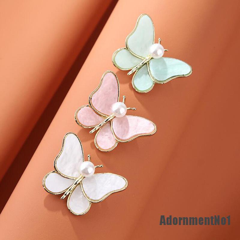 (Adornmentno1) Bros Kupu-Kupu Aksen Mutiara Imitasi Untuk Wanita Butterfly