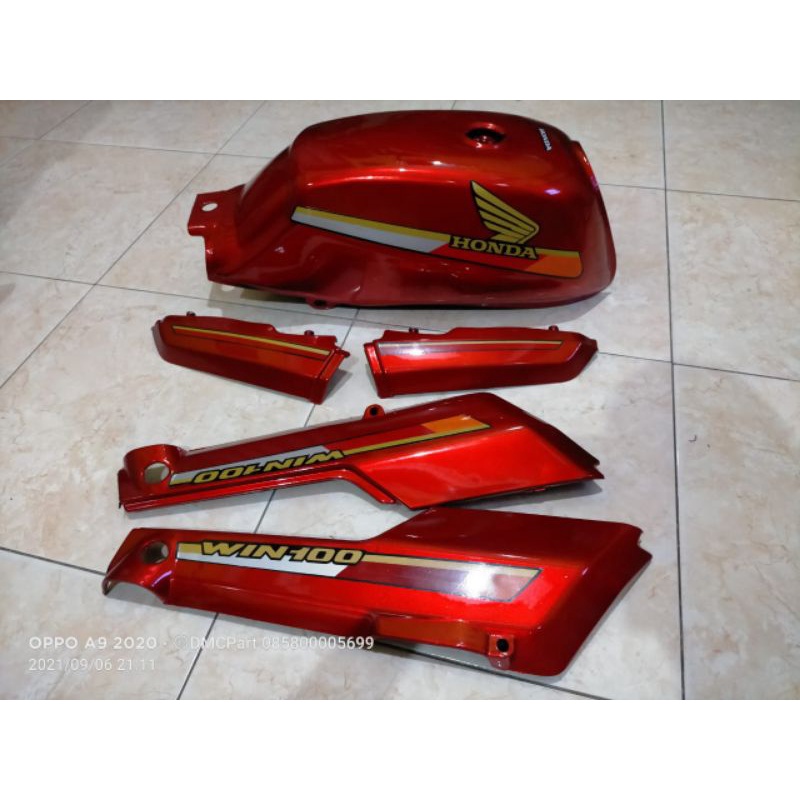 Tangki honda win 100 warna MERAH sepaket body win set bok aki win cover body win