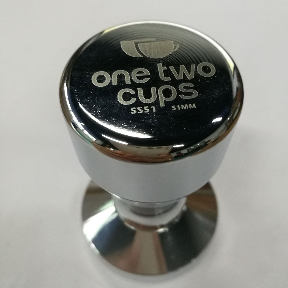 Tamper Kopi Espresso Flat Stainless Steel Chrome Plated 51mm OneTwoCups