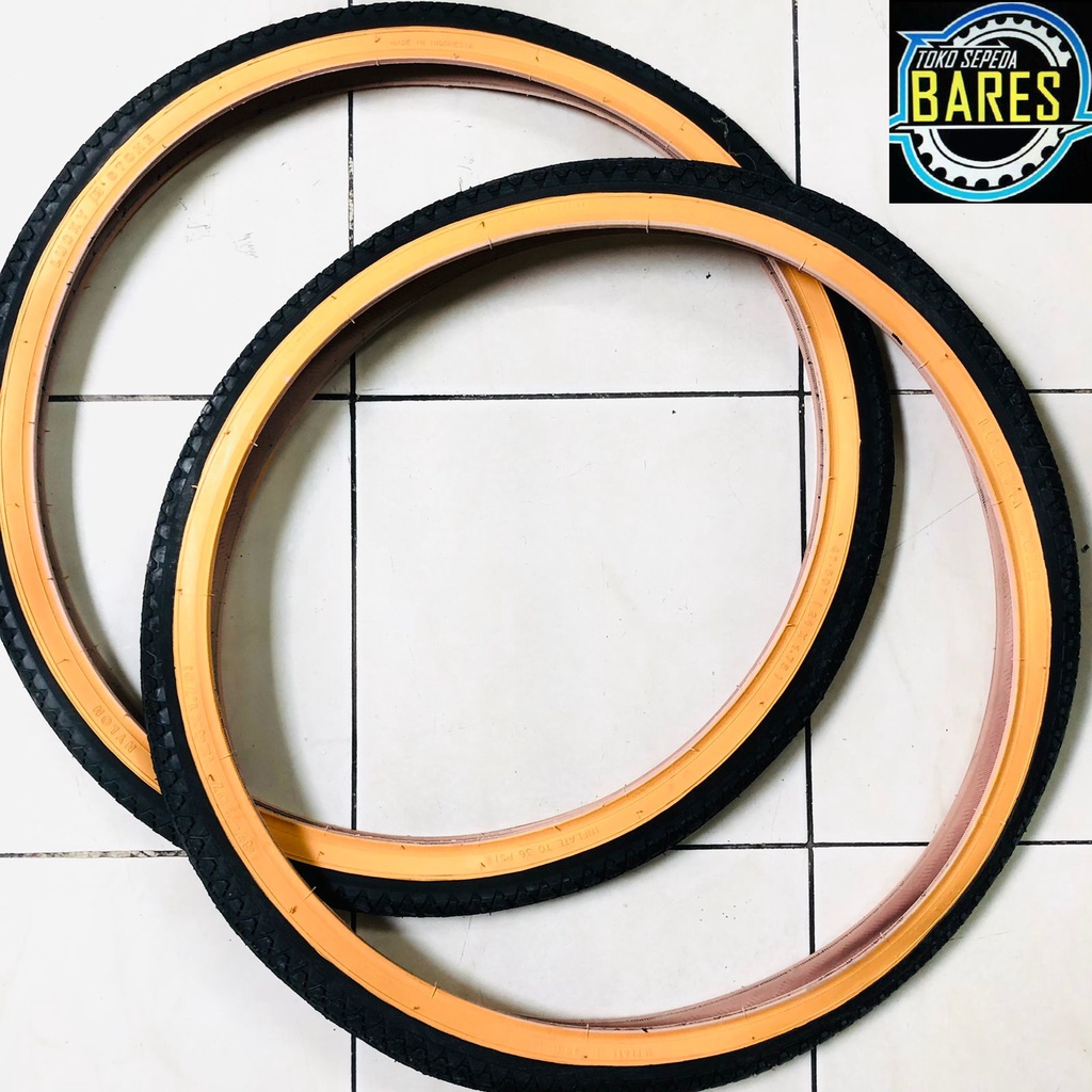 Ban Luar Sepeda MTB / Mini CTB Lucky Stone 24 x 1.75 Hitam Kuning