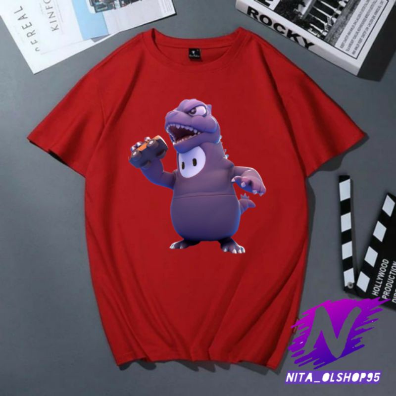 kaos fall guys baju kaos anak fall Guys karakter gozila