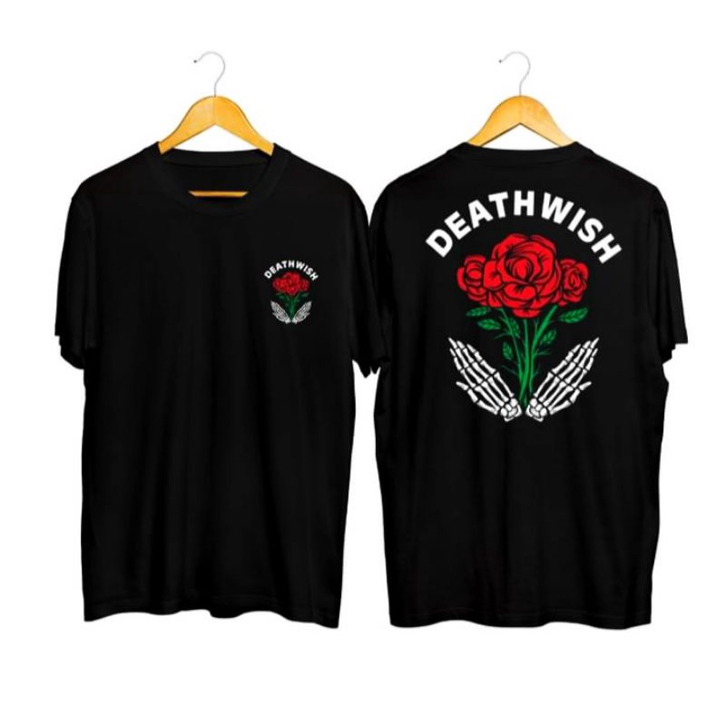 KAOS MAWAR / KAOS MOTIF MAWAR DEATH WISTH NEW / KAOS DISTRO MURAH