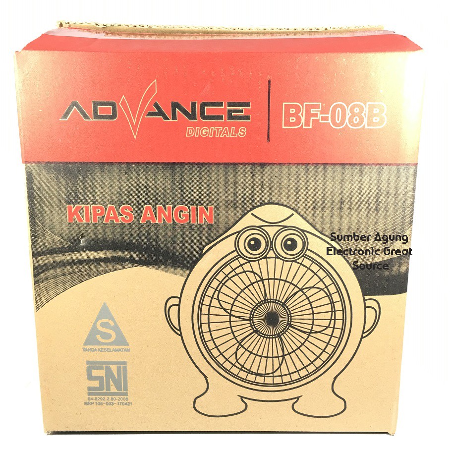 Kipas Smurf Advance BF08B Karakter Box Fan 8inch Meja Kencang 26W