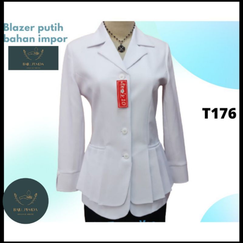 Blazer Kerja Wanita Putih Polos Set Rok Jas Wanita Putih Stelan Celana Seragam Kerja Kantor Baju Din