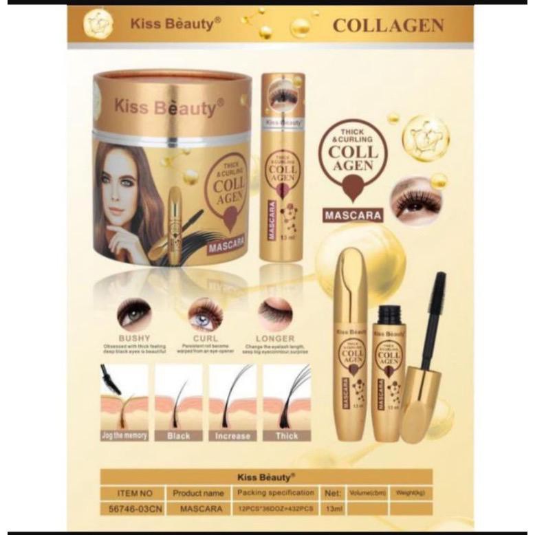 termurah cod Mascara Kiss beauty Thick &amp; curling Colagen Waterproof/56746 Tabung