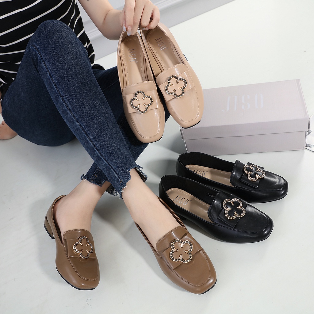 JISO RYONA SANDRA-36 Sepatu Kerja Wanita Heels 3cm Hak Chunky Import