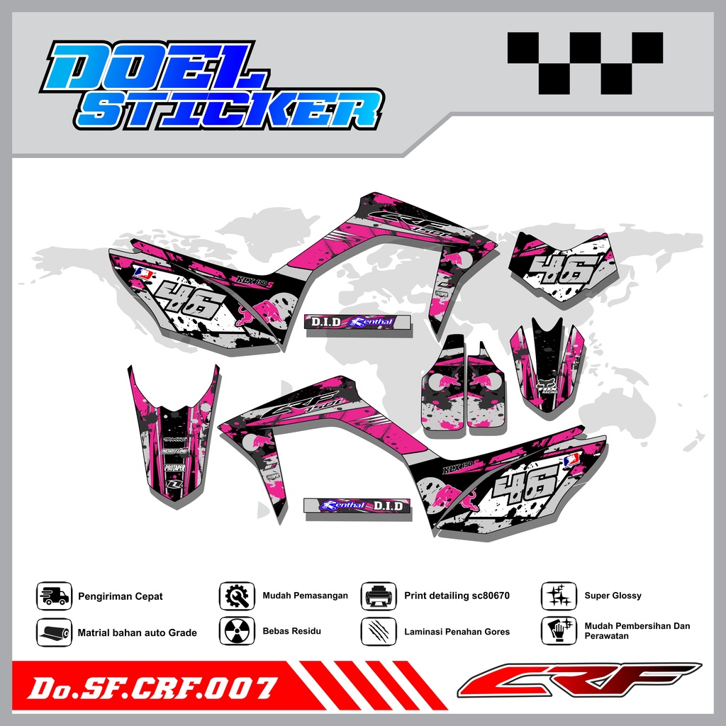 Sticker Striping Semifull CRF 150L List Variasi Hologram Pelangi,Crome Doel 007