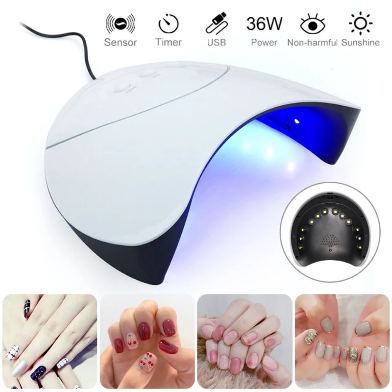 Pengering Kutek Kuku Gel Nail Art 36W Smart Portable Lampu UV LED Nail Dryer