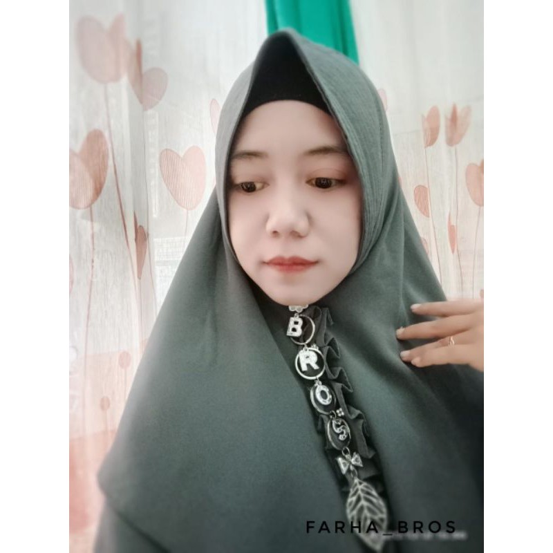 Bros Dagu Nama Juntai Plat Daun / Bros Huruf Silver Ring Custom By Farha-1