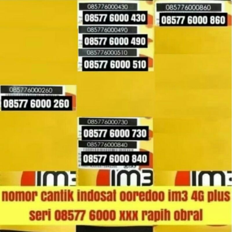 No Cantik Kartu Perdana IM3 Indosat Ooredo 4G - Kartu Im3 - Im3