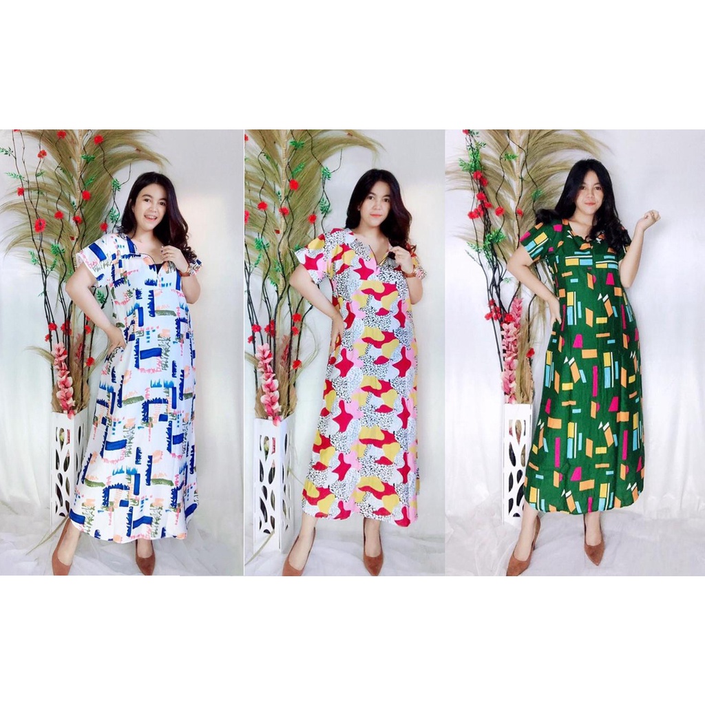 Grosir Dress Daster Payung Bali Panjang Jumbo Maxi Busui (Ada Resleting Depan)