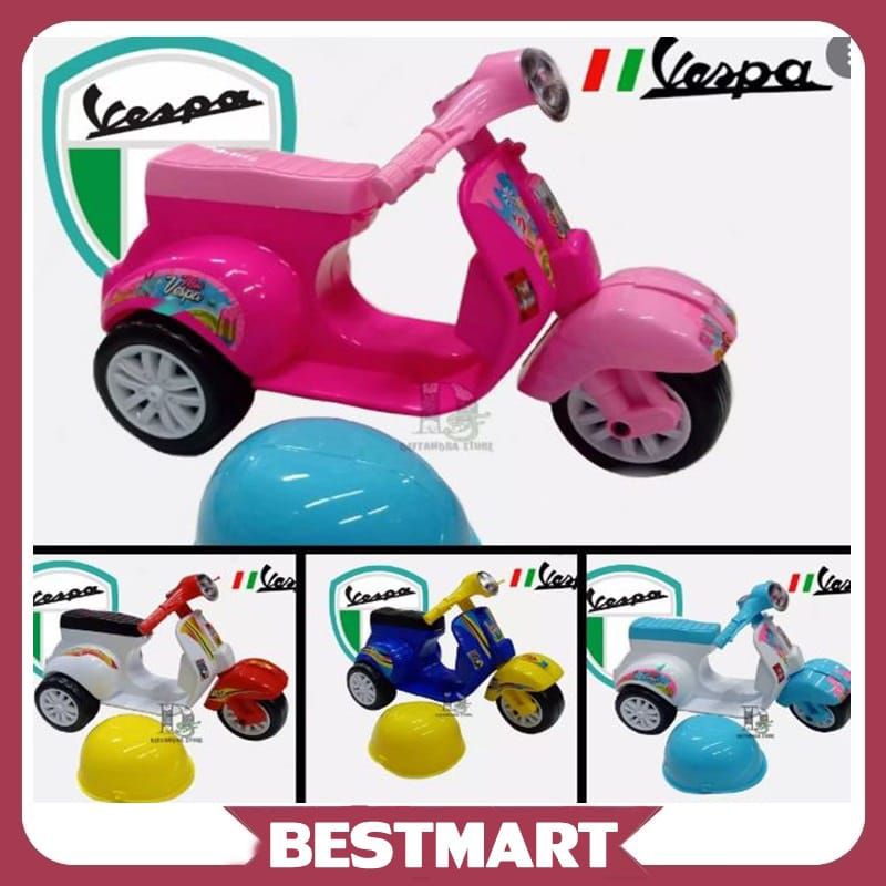 Vespa Mini Mainan Anak Perempuan Vespa Dorong Roda Tiga  3
