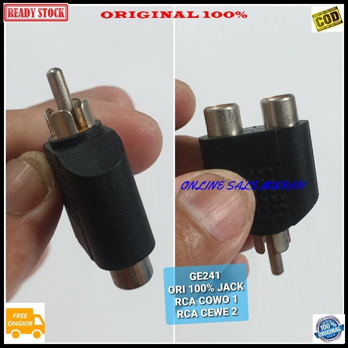 G241 Jack cewe jek rca cowo adapter konektor sambungan splitter audio sound extension penyambung suara headset headphone converter female male canon aux dvd ampli stereo original  JACK RCA COWO DAN RCA CEWE  BISA DIPAKAI BOLAK BALIK  20 GRAM mela