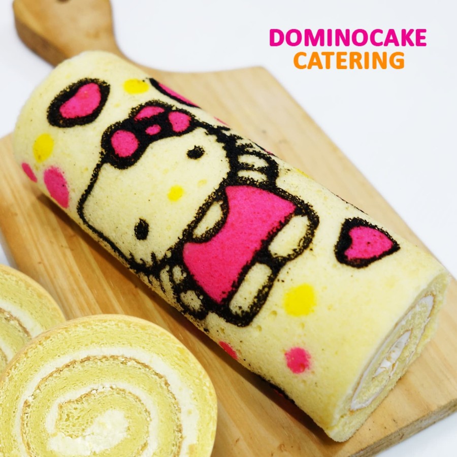 

Roll cake - Bolu Gulung - Roll cake Tema - Hello Kitty - Dominocake