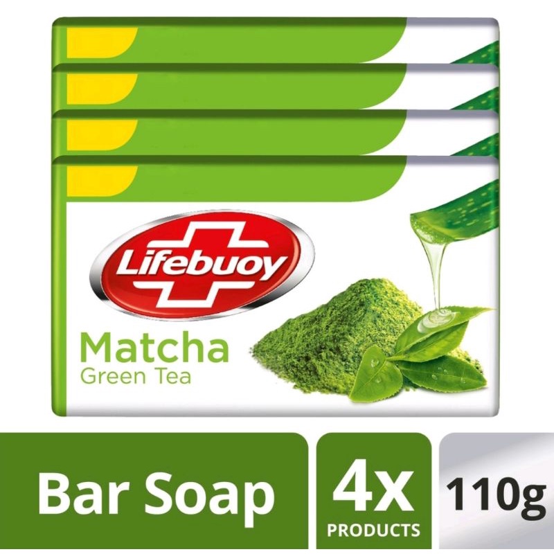 Lifebuoy Sabun Batang Matcha Green Tea 110gr isi 4 Pcs