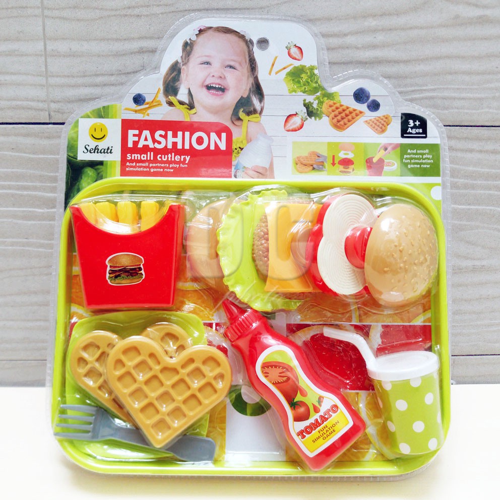 Family Burger &amp; Waffle 800A-4 Mainan Masak-masakan Susun Stacking Burger