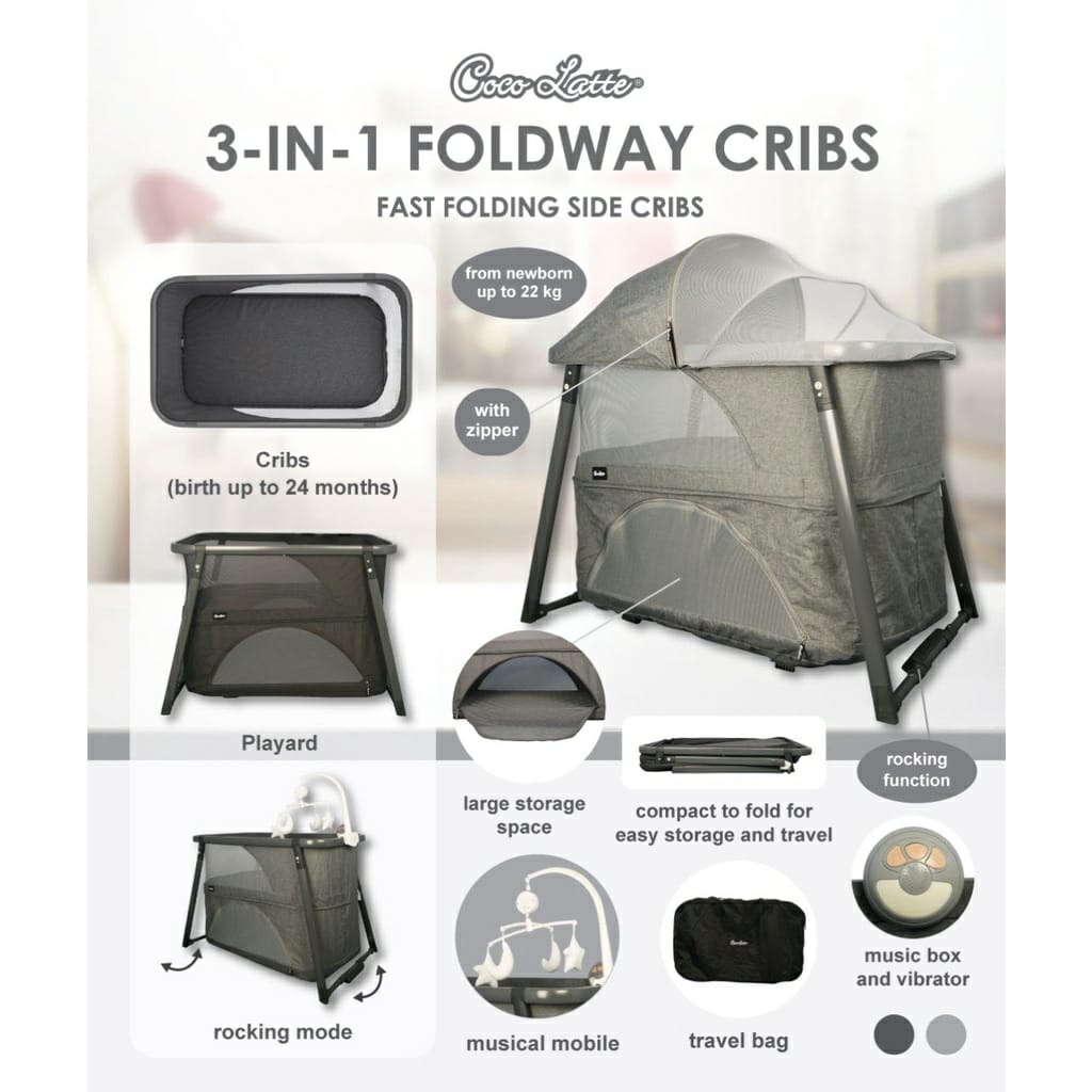 Box Bayi Cocolatte 3in1 Foldway Cribs / Tempat Tidur Bayi Cocolatte