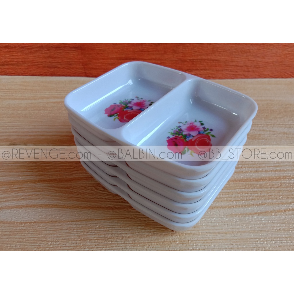 piring sambal sekat melamine isi 3 pcs // piring sambal sekat // piring sambel kecil