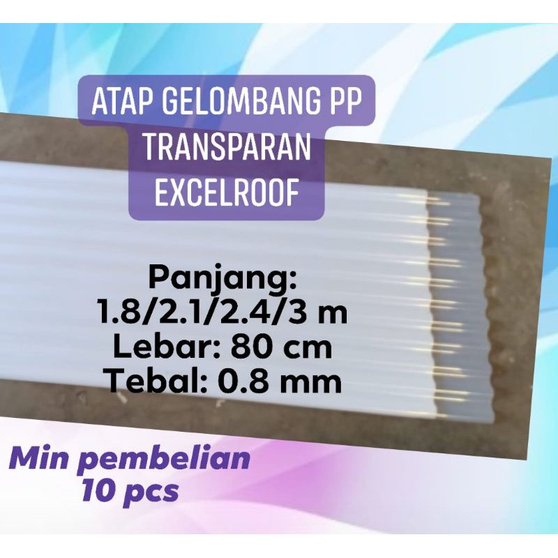 Atap Gelombang PP Transparan Excelroof 0.8 mm