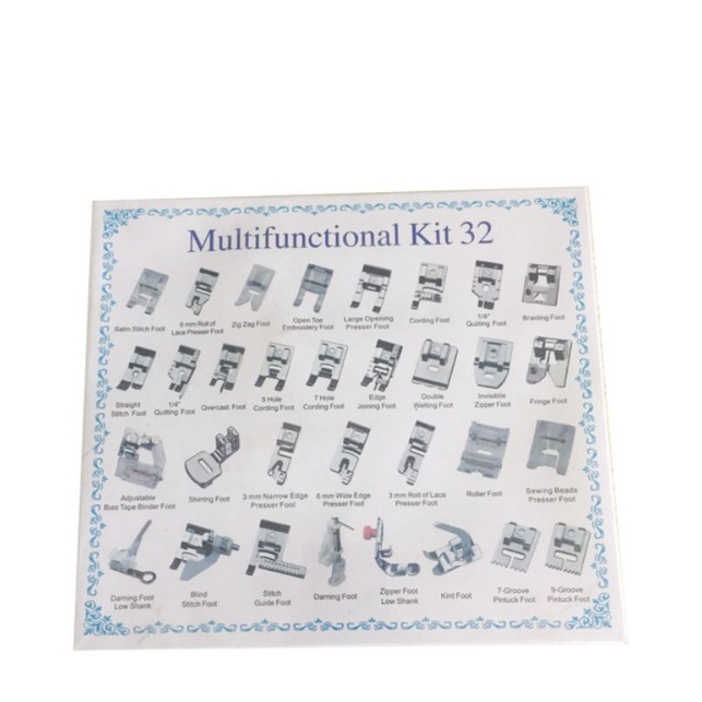 Sepatu Mesin Jahit Portable Set Presser Foot 32 Pcs Sparepart