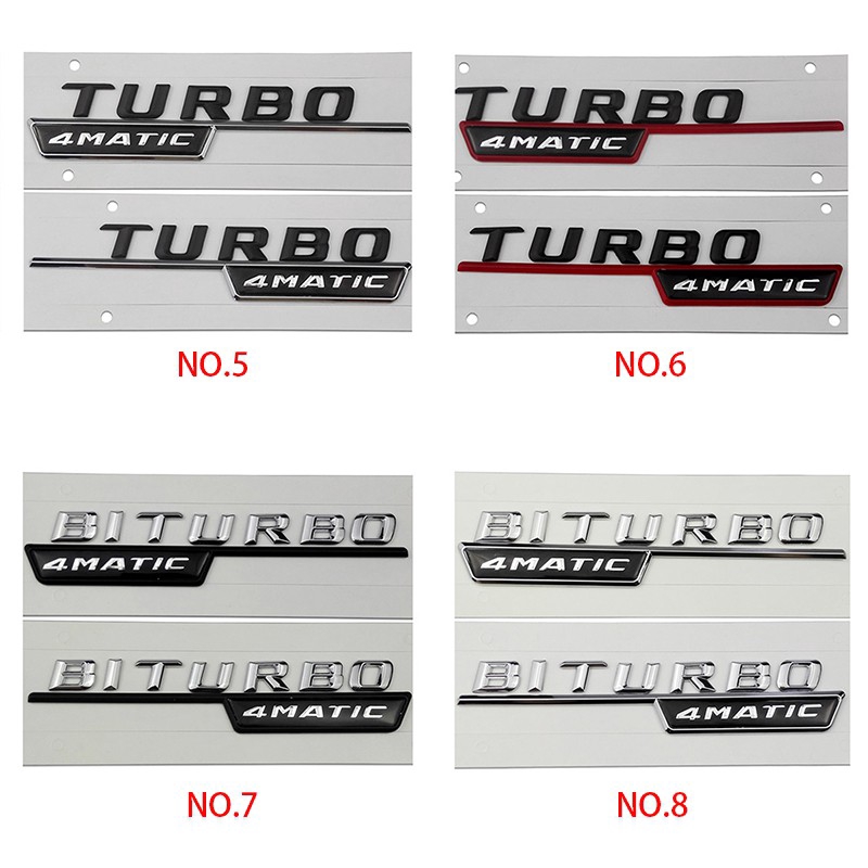 Night knight 2pcs Stiker Emblem Tulisan Turbo 4 Matic Biturbo 4matic Bahan Plastik Abs Untuk Bagasi Belakang Mobil Mercedes Benz W203 W204 W210 W211 Sls Glk W124 W168