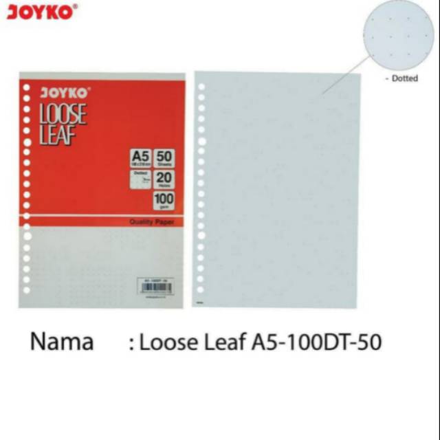 

Kertas File Binder Loose Leaf Dot/Titik A5-100DT-50 Isi 50 Lembar