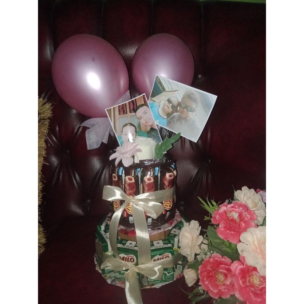 

cake buket snack+balon