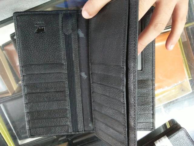 Dompet kartu panjang lipat kulit asli BB