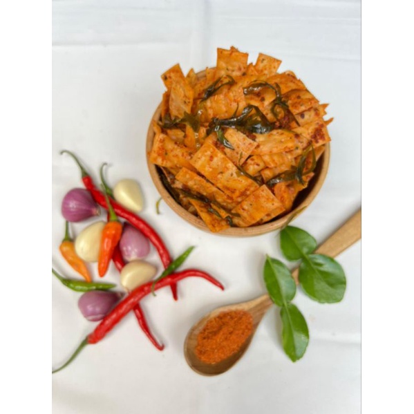 

Keripik Pangsit Pedas Daun Jeruk