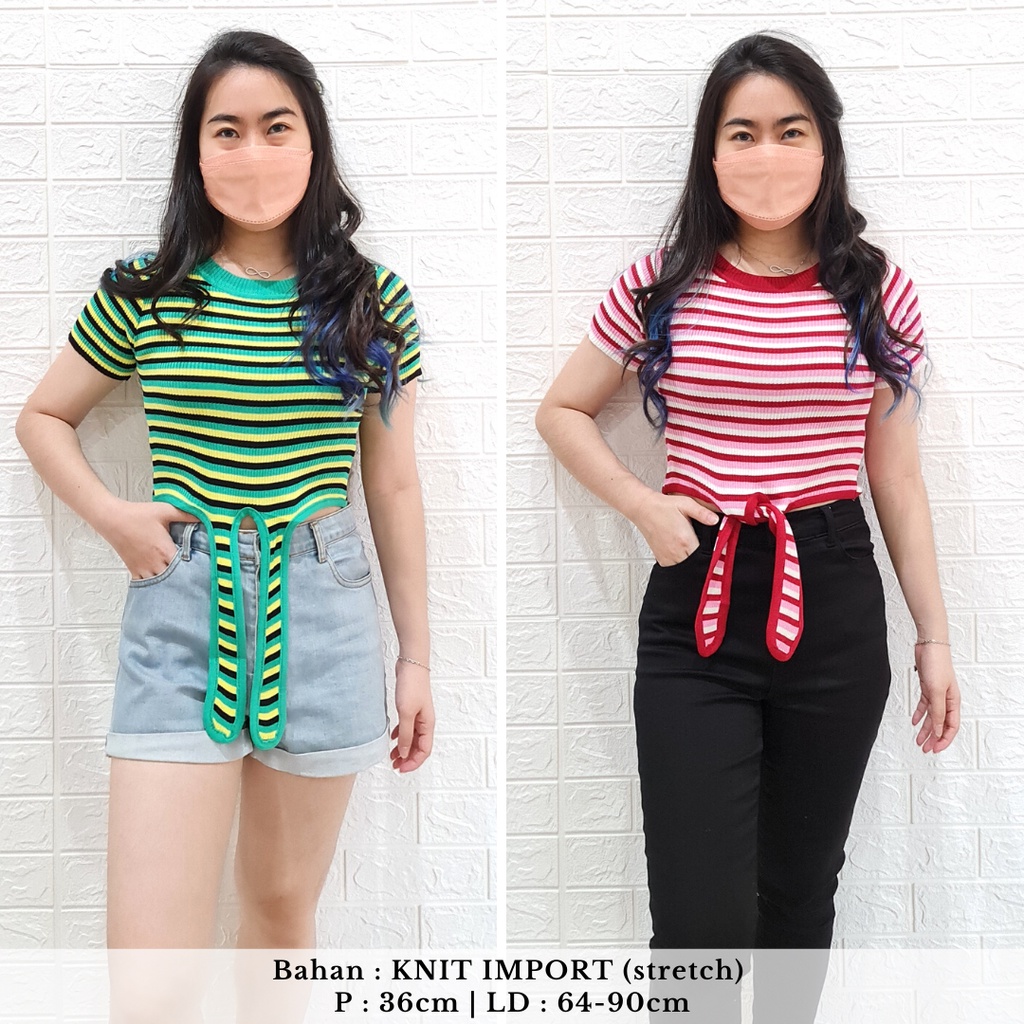 2214 tied stripe crop