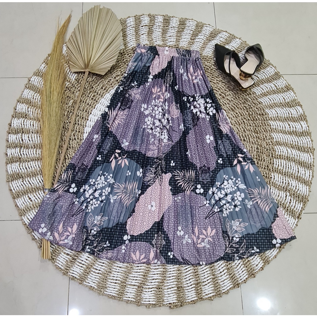 GS- ROK PLISKET PANJANG BUNGA SAKURA/ROK PLISKET MUSLIM/ROK PLISKET MAYUNG/ROK WANITA/MAXY SKIRT