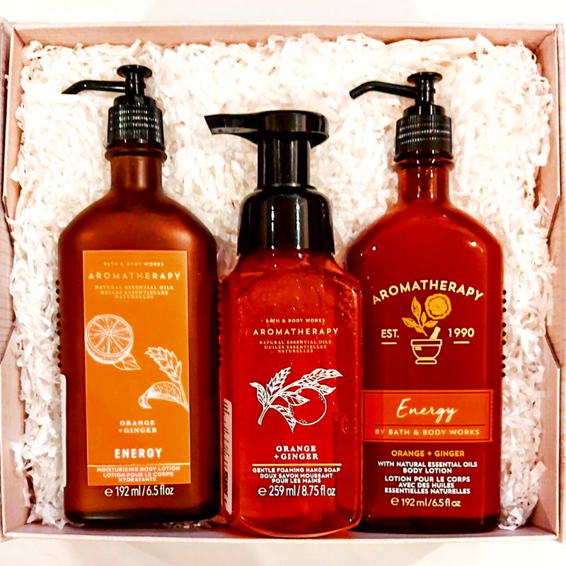 BBW AROMATHERAPHY ENERGY ORANGE + GINGER GIFT SET PAKET BATH &amp; BODY WORKS