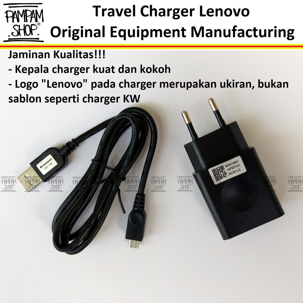 Travel Charger Lenovo 2A Ampere Micro USB Hitam Original OEM Casan Charging A6000 A7000 A1000 A319